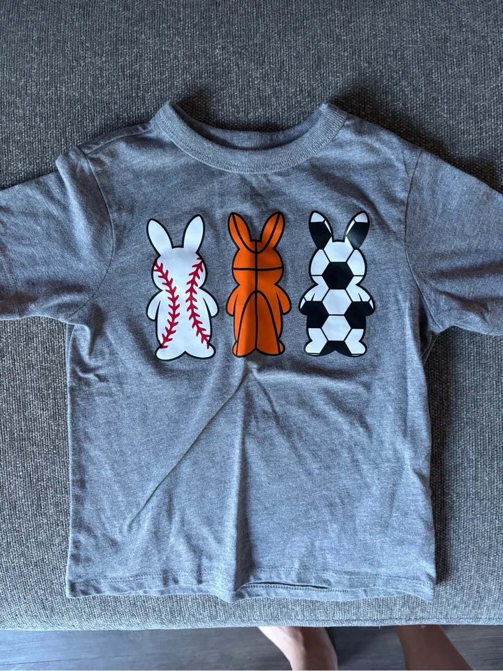 The Children's Place Gray Tee with Sports Bunny Trio